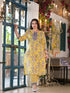 Women Plus Size Yellow Pure Cotton Kurta Set With Dupatta